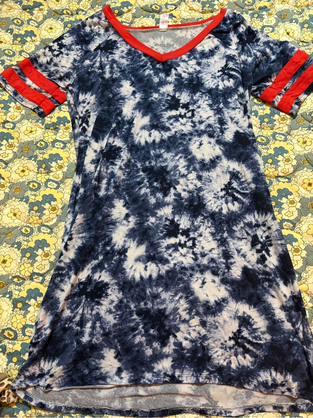 NoBo No Boundaries women’s size xxl blue Tie-Dye V-Neck long tee shirt tunic